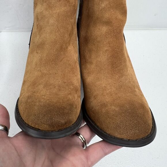 Very Volatile Size 7.5 Bootie Chatter Leopard Leather Calf Hair Stack Heel Brown - Picture 9 of 13